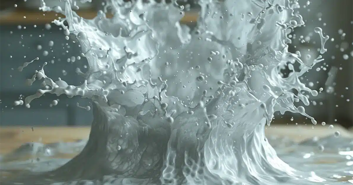 A splash of water cascades from a table, creating a dynamic and fluid moment captured in the image.